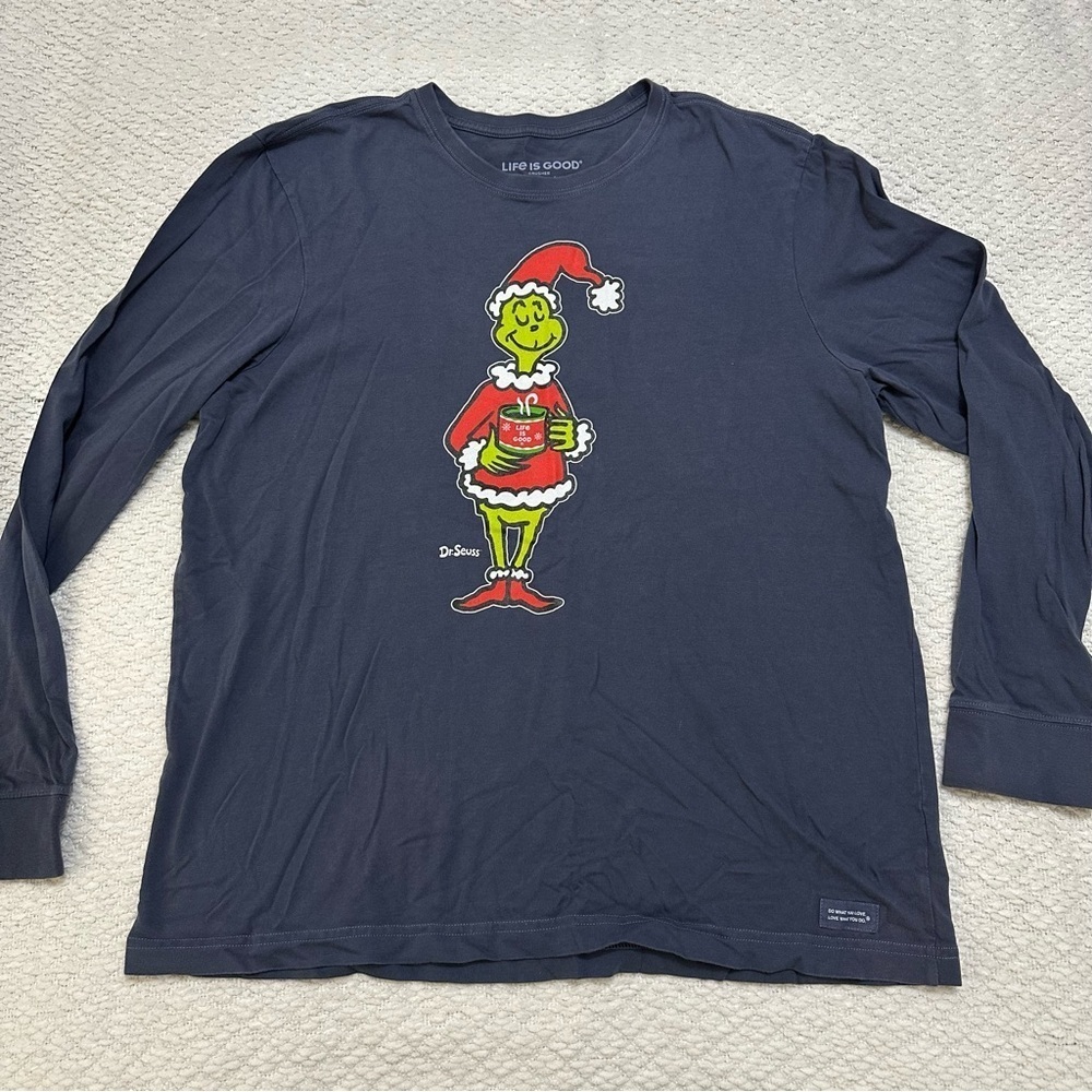 Life is Good Grinch Dr. Suess Blue Long Sleeve Crusher Men’s L